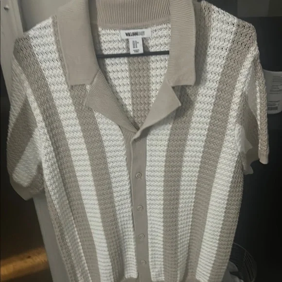 William Rast Beige and White Casual Button Down Shirt - Picture 1 of 1